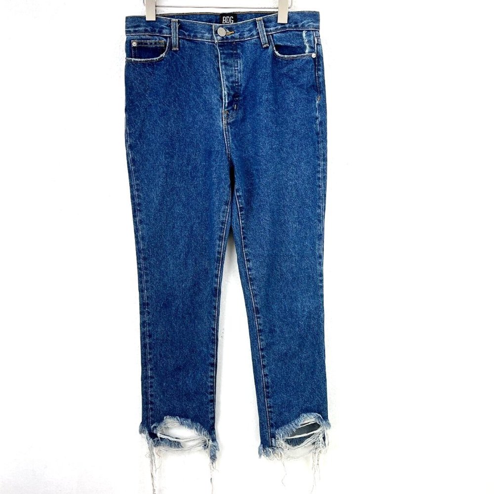 BDG Urban Outfitters High Rise Blue Dark Wash Straight Jeans Size 27